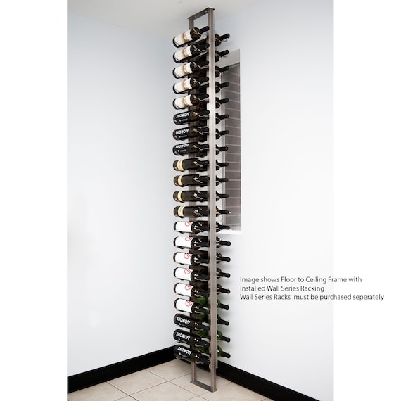 Floor to Ceiling Mounting Wine Rack Display Frame Custom Floating Storage  for Spirits, Prosecco, Champaign Bottles in Home Wet Bar, Cellar