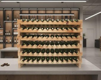 Rustic Pine Wine Bottle Rack | 72-Bottle Modular Storage