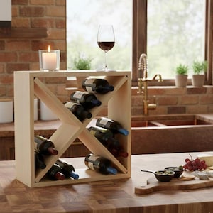 Wood Wine Rack Cube | Stackable Modular Diamond Bin Bottle Storage