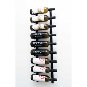 Sleek Modular Wine Rack Wall Mount | 3 Depths & Finishes | Modern Steel Wall Display for Wine Lovers | Multi Stackable 36&quot; Bottle Holder