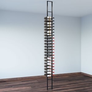 Floating Wine Bottle Rack Wall Mount | 63 Bottle Display Industrial Chic Wine Storage | Modern Home Bar Decor | Unique Gift for Wine Lovers