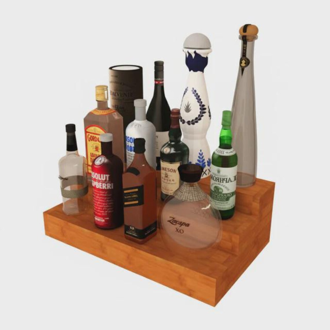 Three Tier Liquor Bottle Display Shelf, Bar Riser, 24