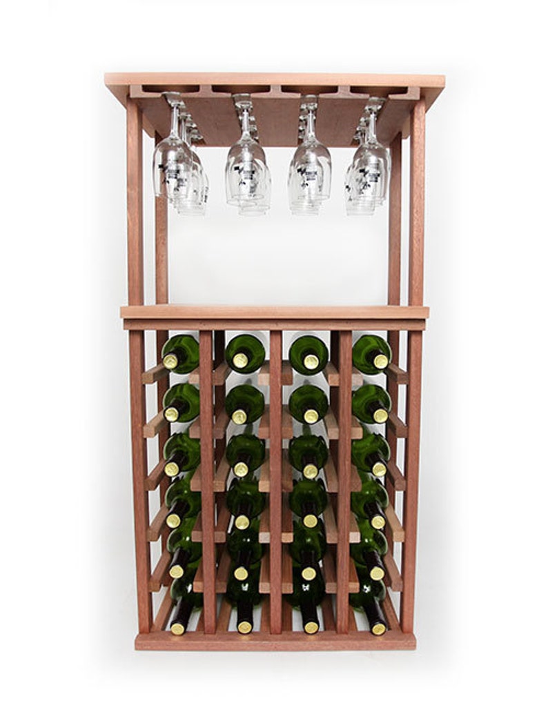 24 Bottle Wine Rack With Stemware Rack and Tabletop Etsy