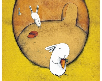 The Carrot Thief. Signed Archival Giclee Print. A4/A5 available.