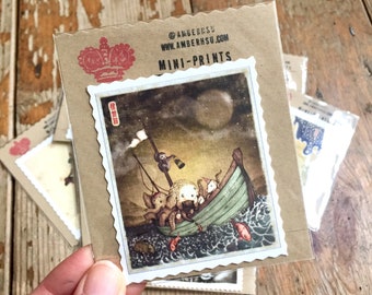Hand-cut Miniprint: Sea Circus Friends!