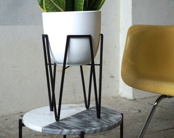 6,7" Mid Century Modern Hairpin leg Planter Hairpinleg Architecture Pottery Plant Stand Flower Pot Retro Vintage