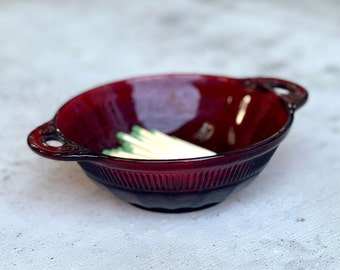 Vintage Ruby Glass Dish - Match Holder & Striker