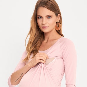 COOL mama 2 in 1 Maternity and Nursing breastfeeding Blouse powder pink