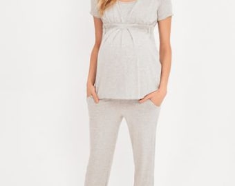 COOL mama 2 in 1 Maternity and Nursing breastfeeding Pyjama grey