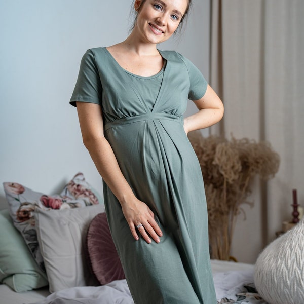 COOL Mama 2 in 1 Umstands- und Stillkleid oliv