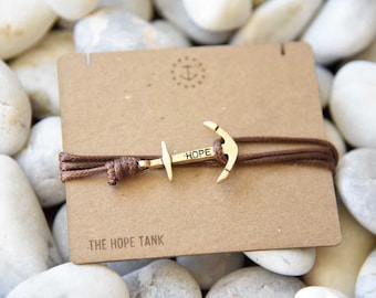 Brown Leather + HOPE bracelet