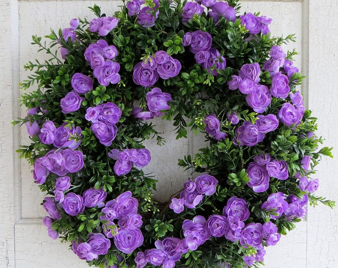 Spring Front Door Wreath Summer Door Wreath Purple Etsy