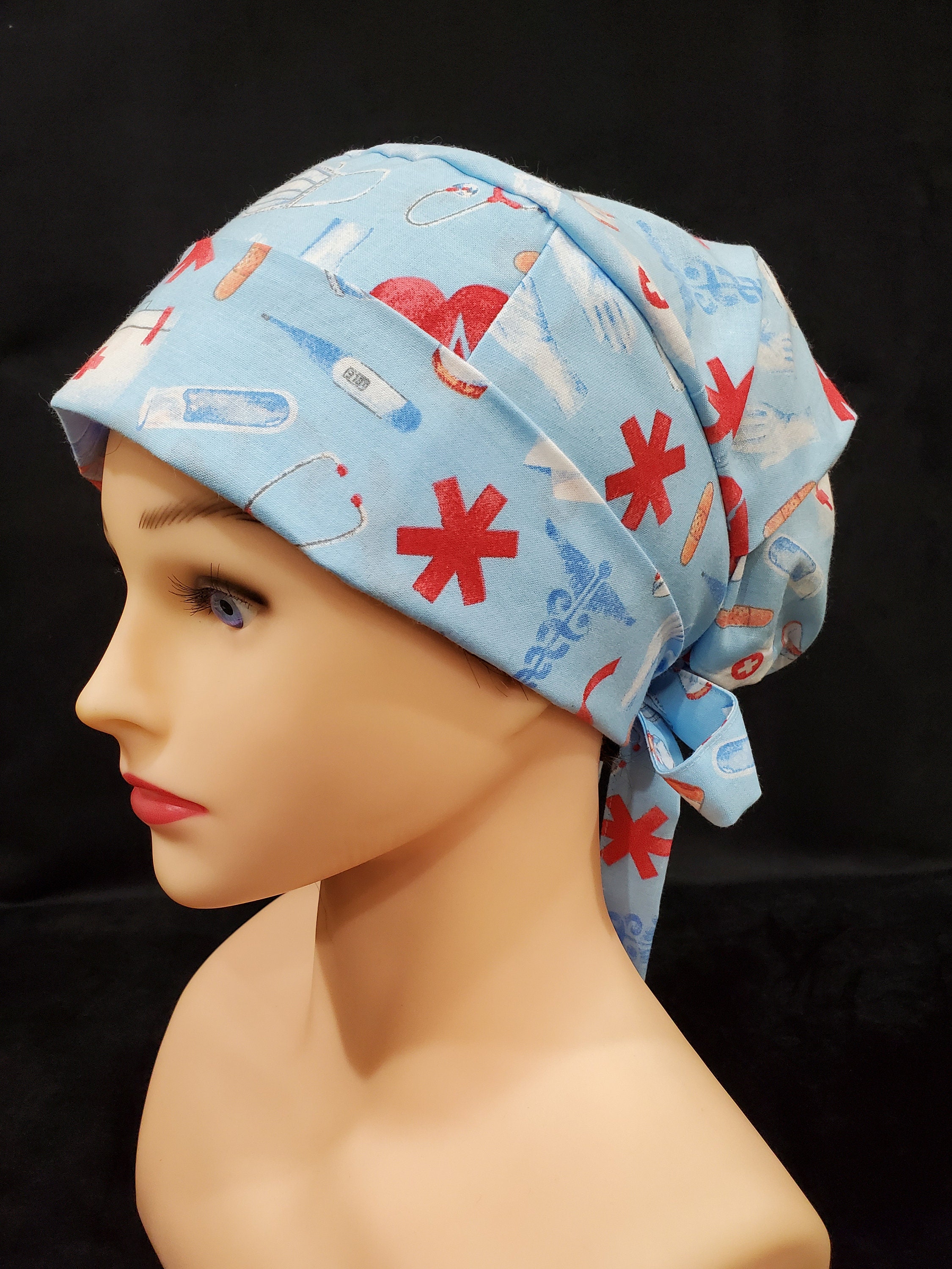 First Aid Scrub Cap With Toggle Strap Tie Comfortable Fit - Etsy
