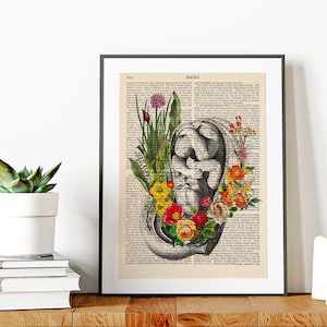 Impresión de feto en el útero, arte de embarazo, arte de bebé, regalo para futura mamá, regalo de embarazo, anuncio de bebé, futura mamá