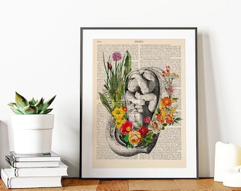 Fetus in Womb Print,Pregnancy Art, Baby Art, Expecting mom gift, Pregnancy Gift, Baby Announcement, Mum To Be