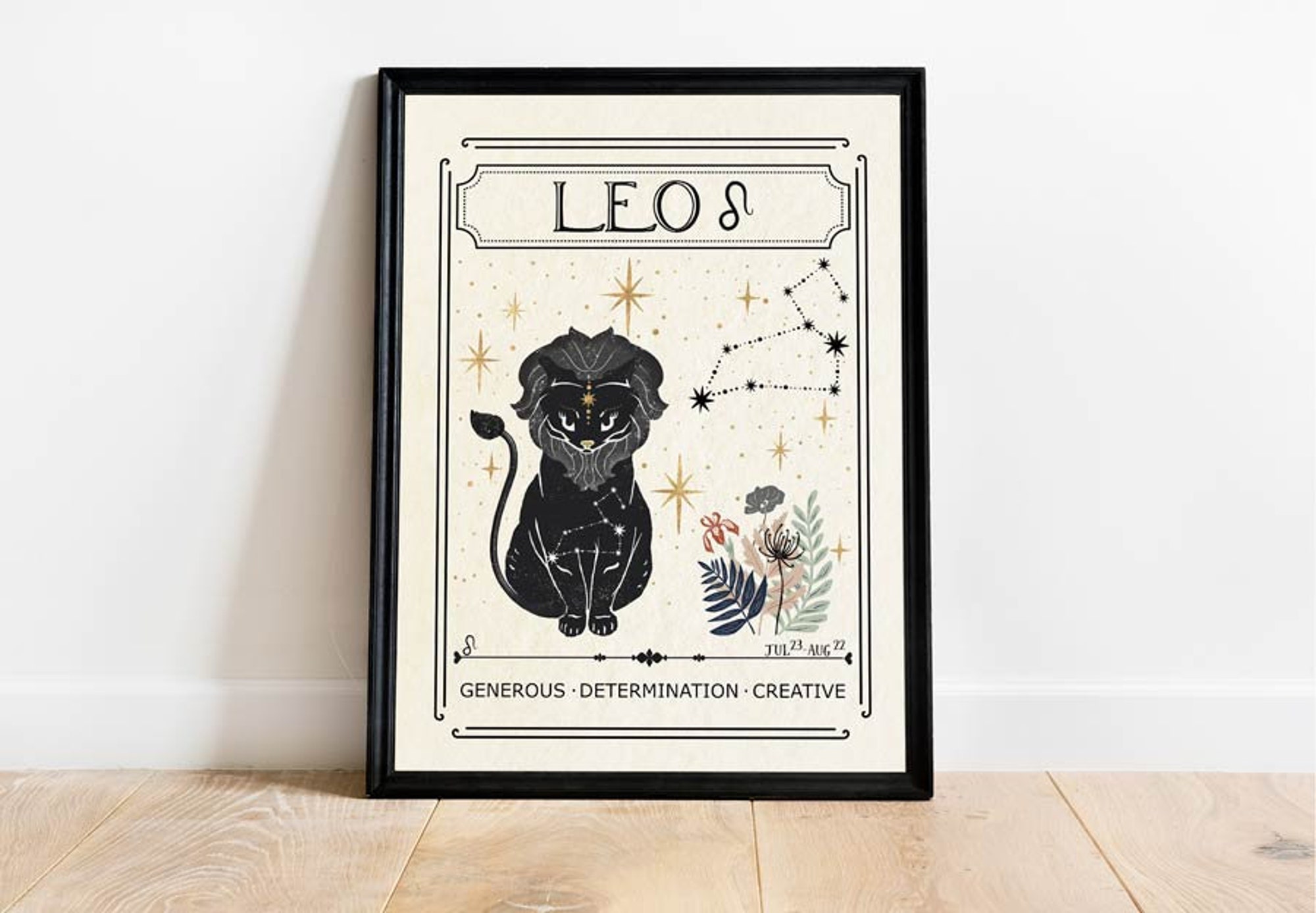 Zodiac Leo Print, Astrology Art, Star Sign, Boho Decor, Mystical Art, Tarot Card