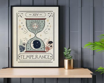 Temperance Tarot Hourglass poster | Rolled Poster, Sun Moon Celestial Art