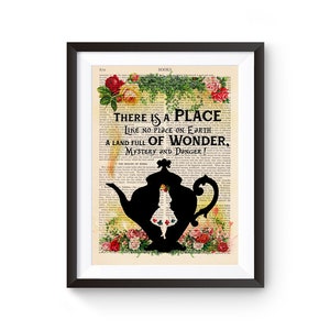 Alice im Wunderland Teeparty Wandkunst für Fantasy Themed Home Decor für Buchliebhaber und Leser