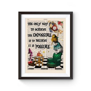 Alice In Wonderland Print, Alice Quote Illustration, Print Decorative Art, Wall decor Retro Poster Vintage Book print 175