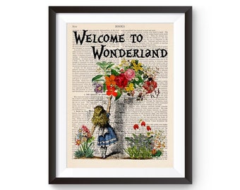 Alice Im Wunderland, Alice Willkommen im Wunderland Zitat Druck, Alice Kinderzimmer Kunst, Kinderzimmer Dekor, Alice Wandkunst