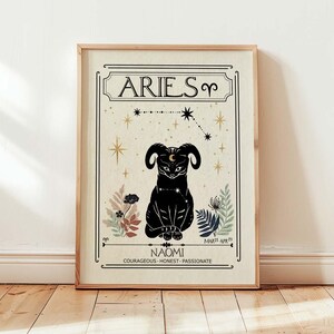 Personalisierte Sternzeichen Widder Druck, Geschenk für Freund, Geburtstag, Sternzeichen, Boho Dekor, himmlischen Druck, mystische Kunst, Neutral Dekor, Astrologie