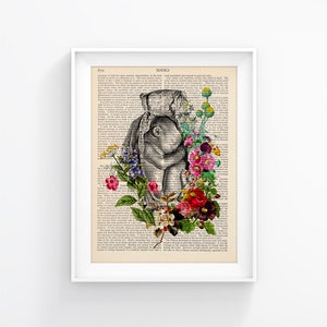 Impresión de feto con flores, regalo de embarazo, regalo para futuras mamás, arte médico, ilustración de anatomía, arte ginecológico, ilustración de embarazo