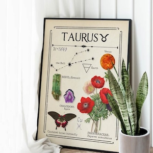 Astrology Art, Zodiac Taurus Print, Celestial Mystical Art, Gift for friend, Star Sign, Birthday Gift