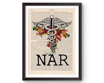Impresión Asociada de Enfermería, Ilustración NAR, Regalo de Graduación de Enfermera, Escuela de Enfermería, Ceremonia de Fijación de Enfermería, Regalo de Enfermera