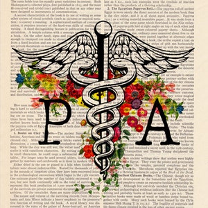 Physician Assistant Caduceus Medical Symbol Vintage Book Print Decorative Art Page Retro Poster Illustration Gift 153 image 5