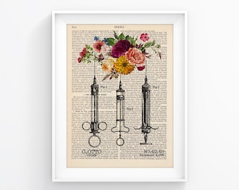 Syringe Print, Medical Art, Nurse Graduation Gift, Nursing School,Doctor Gift,Medical school, Hypodermic Syringe Art, Doctor Wall Art