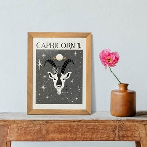 Zodiac Capricorn Print, Mystical Art, Tarot Card, Celestial Print, Gift for friend, Birthday Gift, Astrology Art, Star Sign, Boho Decor image 7