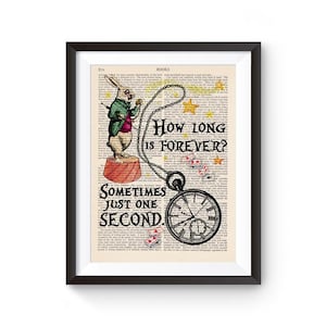 Alice In Wonderland Illustration gift for best friend Print Alice In Wonderland white Rabbit Print, Alice Forever Quote Art