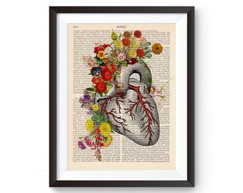 Impression d'anatomie de coeur, art d'anatomie de coeur, art de chirurgie, cadeau de cardiologie, cadeau d'étudiant en médecine, coeur humain, décor de bureau de docteur