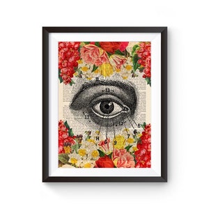Eye Anatomy Print with flowers, Great as a gift for Ophthalmologist, Eye Doctor, Optometrist or for Optician Office, Eyeball Optometry Art