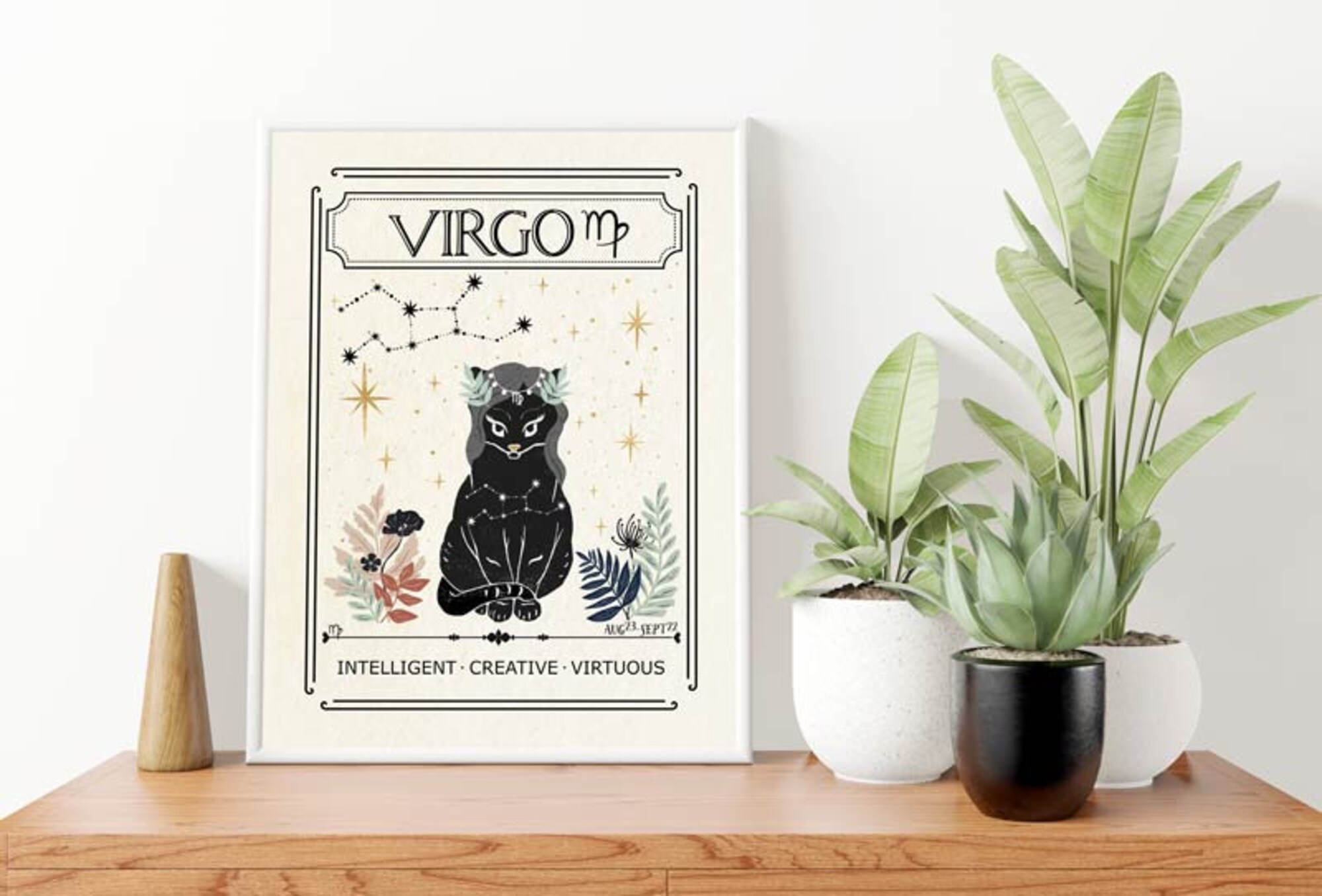 Zodiac Virgo Print, Astrology, Star Sign, Boho Decor, Celestial Print Mystical Art