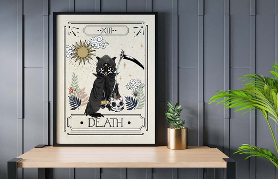 Death Tarot Card Print, Mystical Art Print, Neutral Decor, Astrology Posters, Celestial Wall Prints, Taro wall decor, Boho Art
