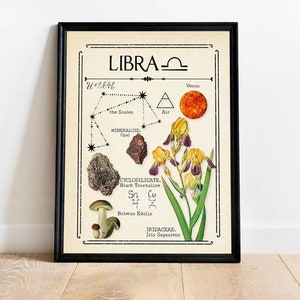 Stampa zodiacale Bilancia, regalo per amico, compleanno, arte mistica, arredamento neutro, carta dei tarocchi, astrologia, segno zodiacale, arredamento boho, stampa celeste