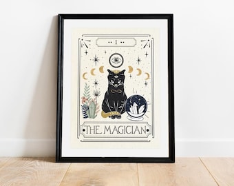 The Magician Tarot Card Print, Mystical Art Print, Neutral Decor, Astrology Posters, Celestial Wall Prints, Taro wall decor, Boho Art