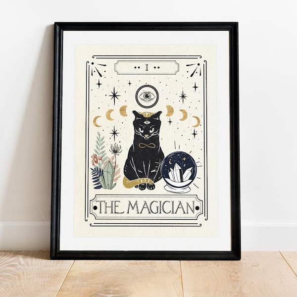 The Magician Tarot Card Print, Mystical Art Print, Neutral Decor, Astrology Posters, Celestial Wall Prints, Taro wall decor, Boho Art