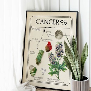 Impression zodiaque cancer, impression céleste, signe astrologique, cadeau pour elle, idée cadeau d'anniversaire, art mystique, carte de tarot, art astrologique, déco bohème