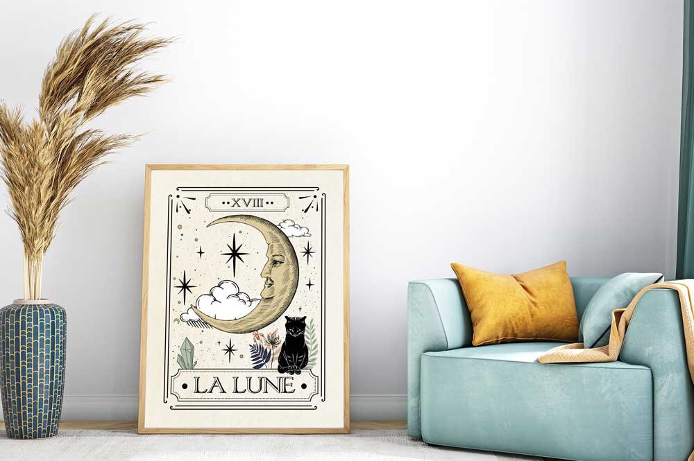 La Lune Tarot Card Wall Print for Spiritual Guidance and Etsy