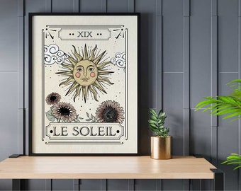 Le Soleil Tarot Card Wall Print for Spiritual Guidance and Inspiration The Sun Wall Art for Celestial Home Decor