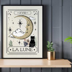 La Lune Tarot Card Wall Print for Spiritual Guidance and Inspiration The Moon Mystical Astrology Art Print