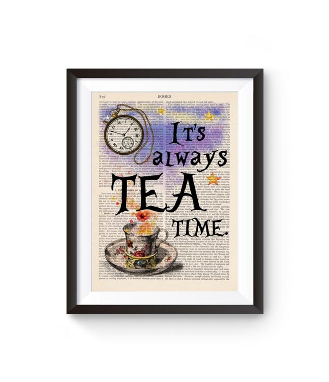 Alice in Wonderland Print, Tea Time Quote Illustration, Gift for Best