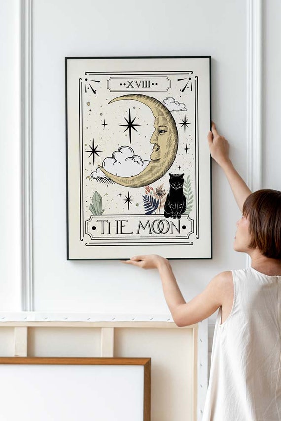 Quadro Su Tela Con Tarocchi Mistici Astrologici – 3 Pannelli 30x40 Cm, Arte Parete Sole E Luna