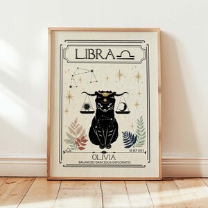 Impression balance personnalisée, astrologie, signe astrologique, décoration bohème, impression céleste, cadeau pour un ami, anniversaire personnalisé, art mystique, carte de tarot