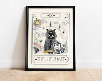 The Hermit Tarot Card Print, Mystical Art Print, Neutral Decor, Astrology Posters, Celestial Wall Prints, Taro wall decor, Boho Art