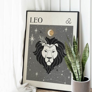 Leeuw sterrenbeeld kunstafdruk astrologie kunst voor Leeuw sterrenbeeld sterrenbeeld Leeuw mystieke kunstafdruk
