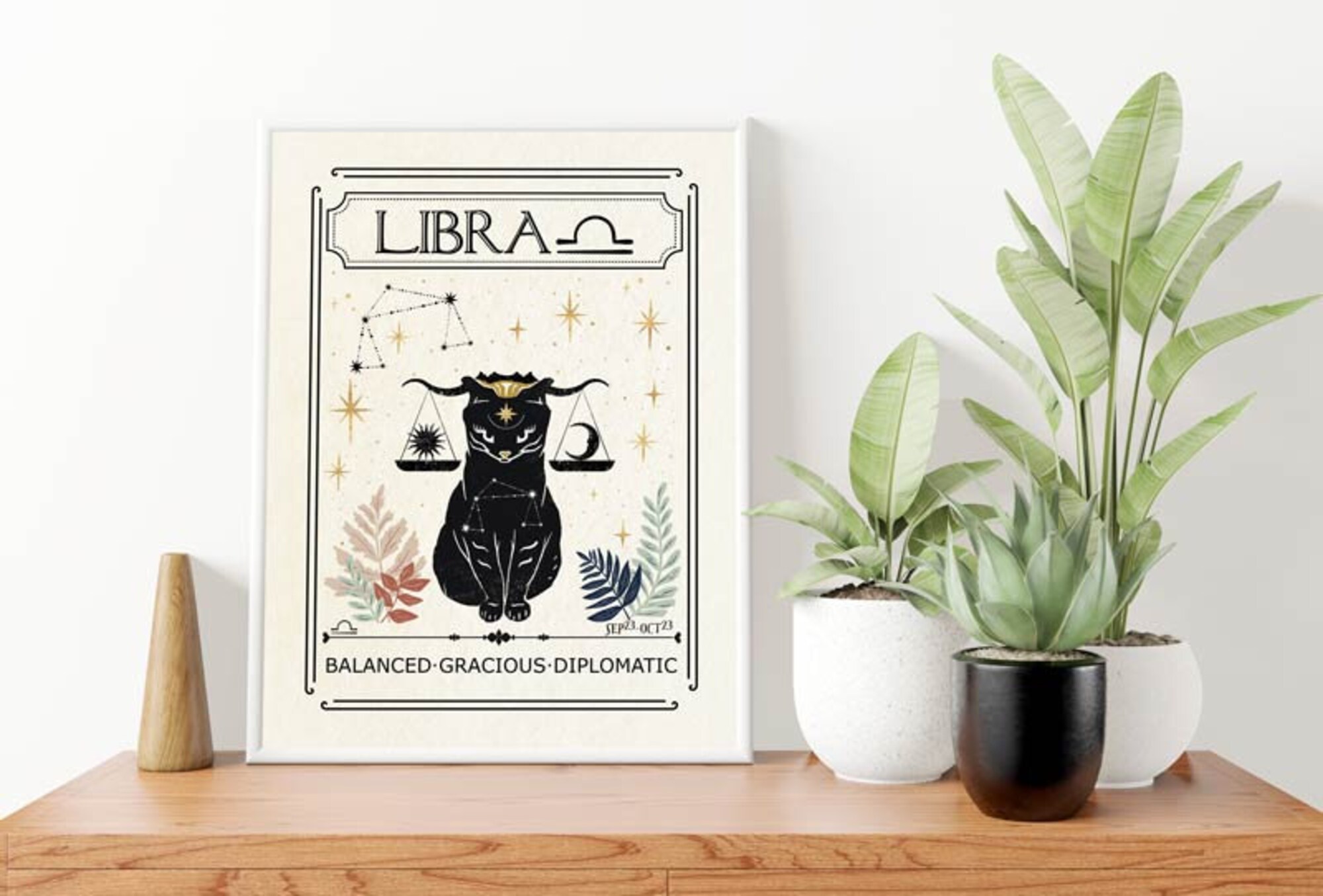 Zodiac Libra Print, Astrology, Star Sign, Boho Decor, Celestial Print, Mystical Art