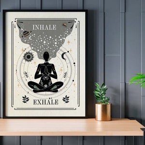 Inhale Exhale Mindfulness Print - Zen Yoga Room Decor - Spiritual Art - Neutral Decor